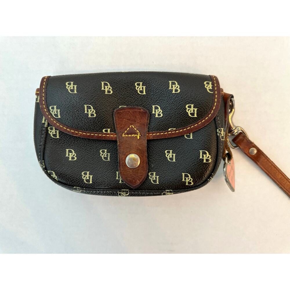 Vintage Dooney & Bourke Signature Monogram Wristlet Pouch